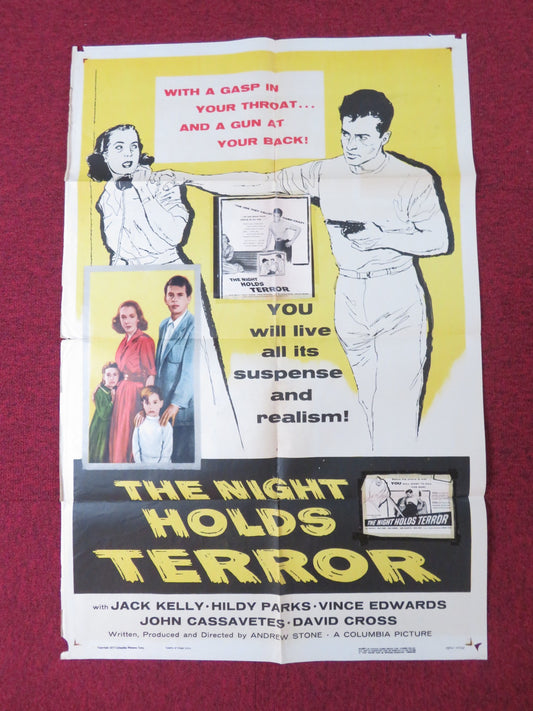 THE NIGHT HOLDS TERROR FOLDED US ONE SHEET POSTER JACK KELLY HILDY PARKS 1955