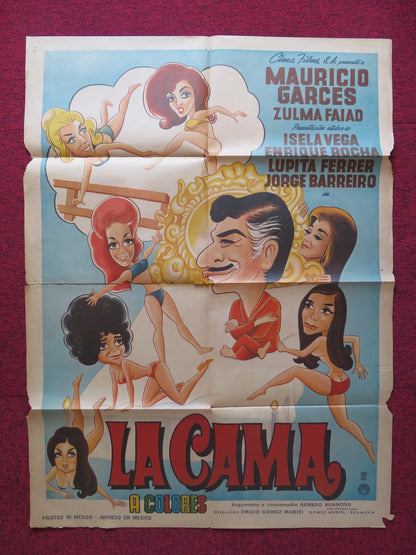 LA CAMA FOLDED MEXICAN POSTER MAURICIO GARCES ISELA VEGA 1968