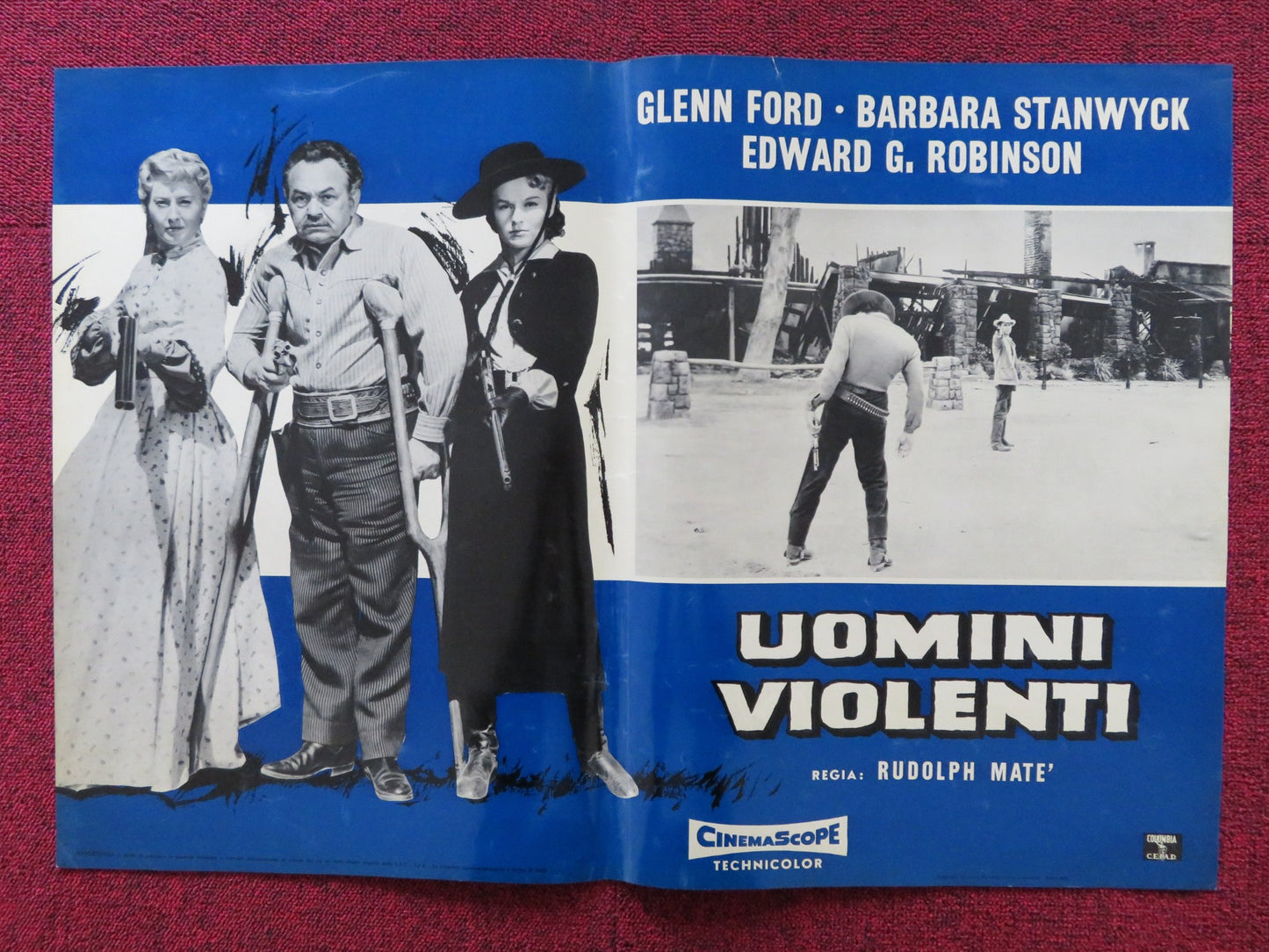 THE VIOLENT MEN - B ITALIAN FOTOBUSTA POSTER GLENN FORD BARBARA STANWYCK 1955