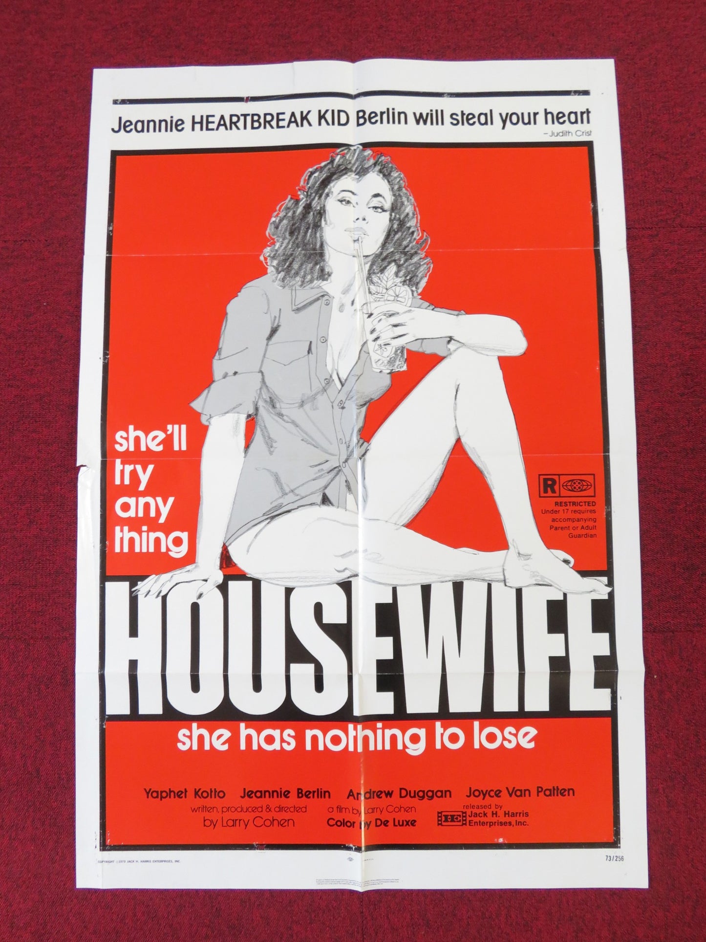 HOUSEWIFE / BONE FOLDED US ONE SHEET POSTER YAPHET KOTTO ANDREW DUGGAN 1973