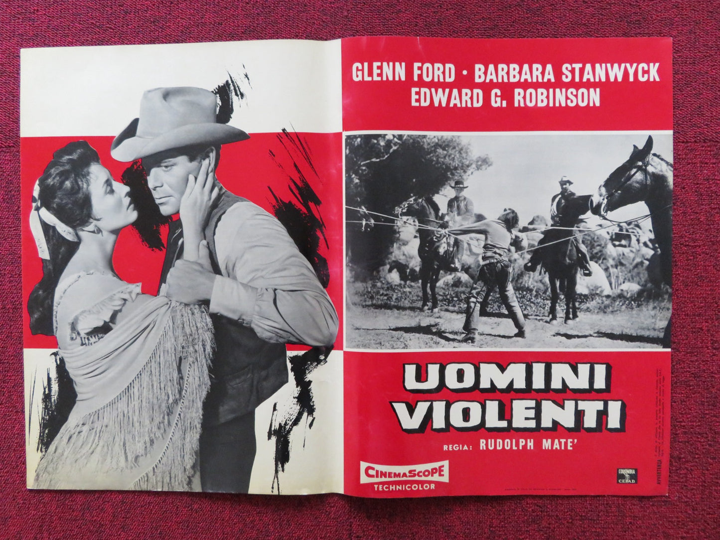 THE VIOLENT MEN - C ITALIAN FOTOBUSTA POSTER GLENN FORD BARBARA STANWYCK 1955