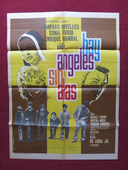 HAY ANGELES SIN ALAS FOLDED MEXICAN POSTER AMPARO RIVELLES SONIA FURIO 1972