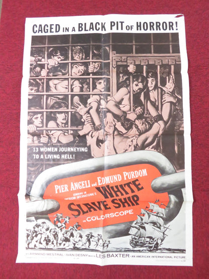 WHITE SLAVE SHIP FOLDED US ONE SHEET POSTER PIER ANGELI EDMUND PURDOM 1962