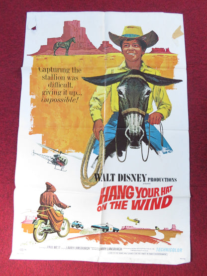 HANG YOUR HAT ON THE WIND FOLDED US ONE SHEET POSTER DISNEY RICK NATOLI 1969