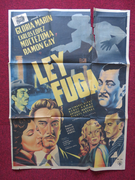 LEY FUGA FOLDED MEXICAN POSTER GLORIA MARIN CARLOS LOPEZ 1954