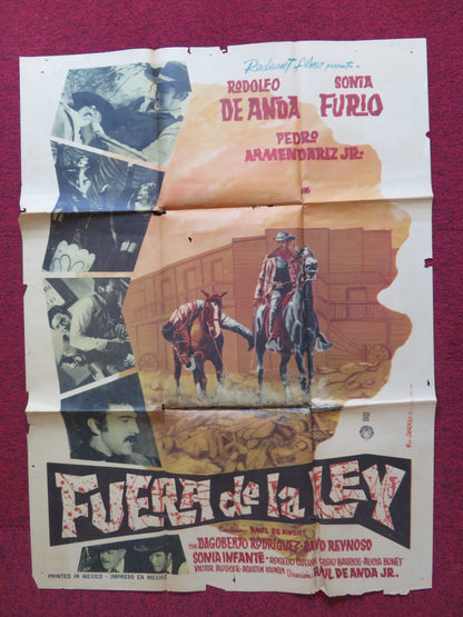 FUERA DE LA LEY FOLDED MEXICAN POSTER RODOLEO DE ANDA SONIA FURIO 1966