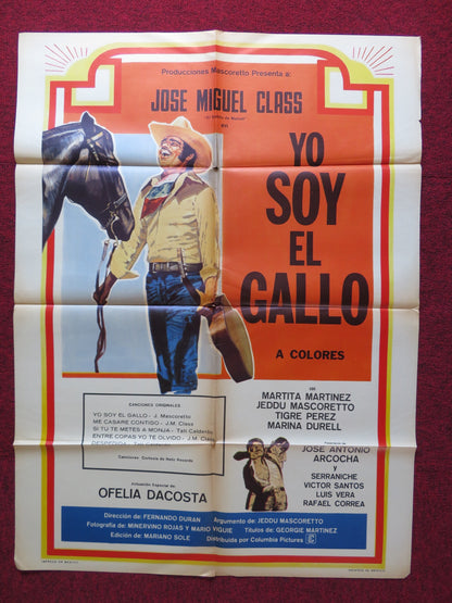 YO SOY EL GALLO FOLDED MEXICAN POSTER TINO ACOSTA JOSE ANTONIO ARCOCHA 1981