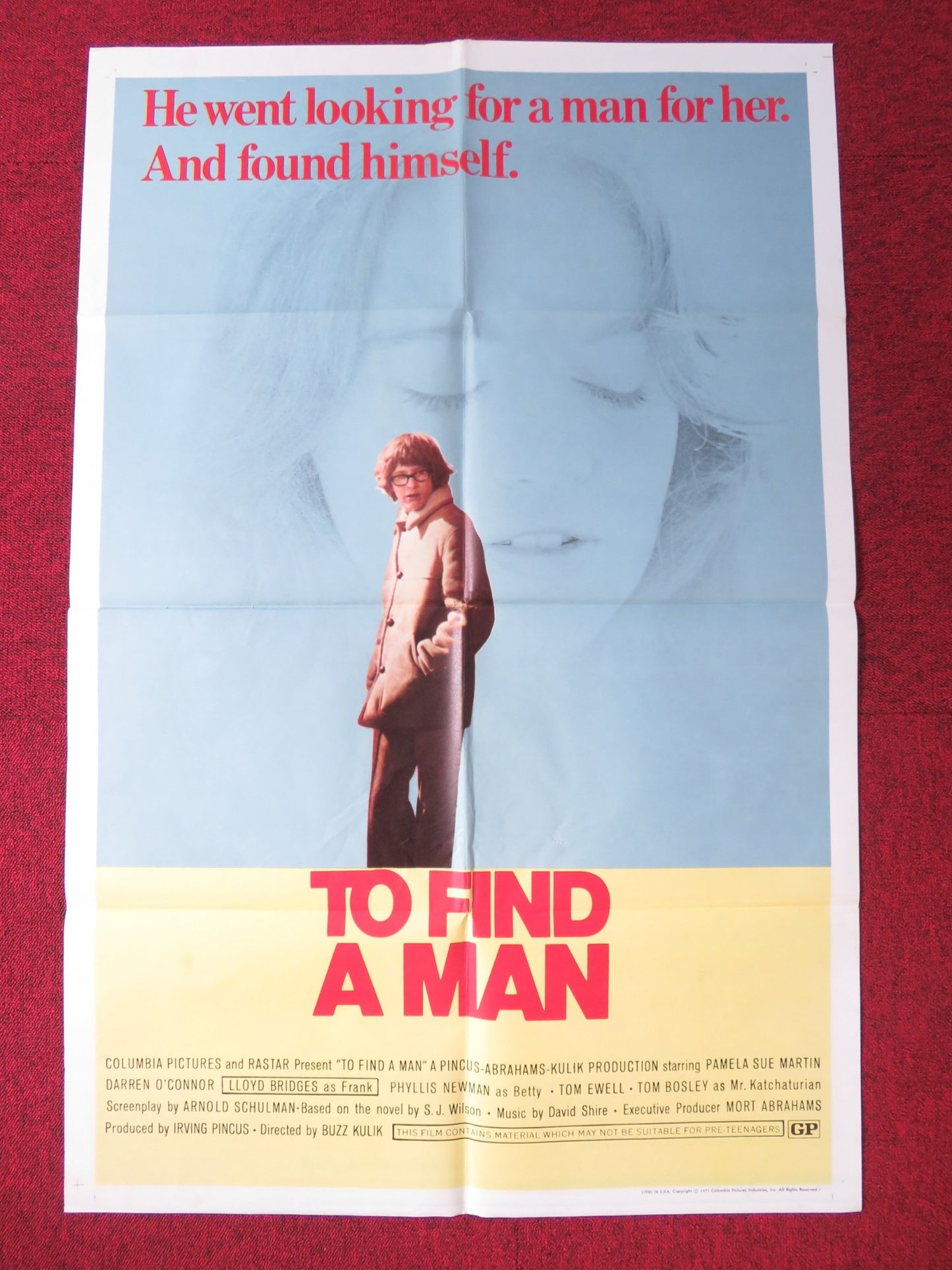 TO FIND A MAN FOLDED US ONE SHEET POSTER PAMELA SUE MARTIN DARREN O'CONNOR 1971