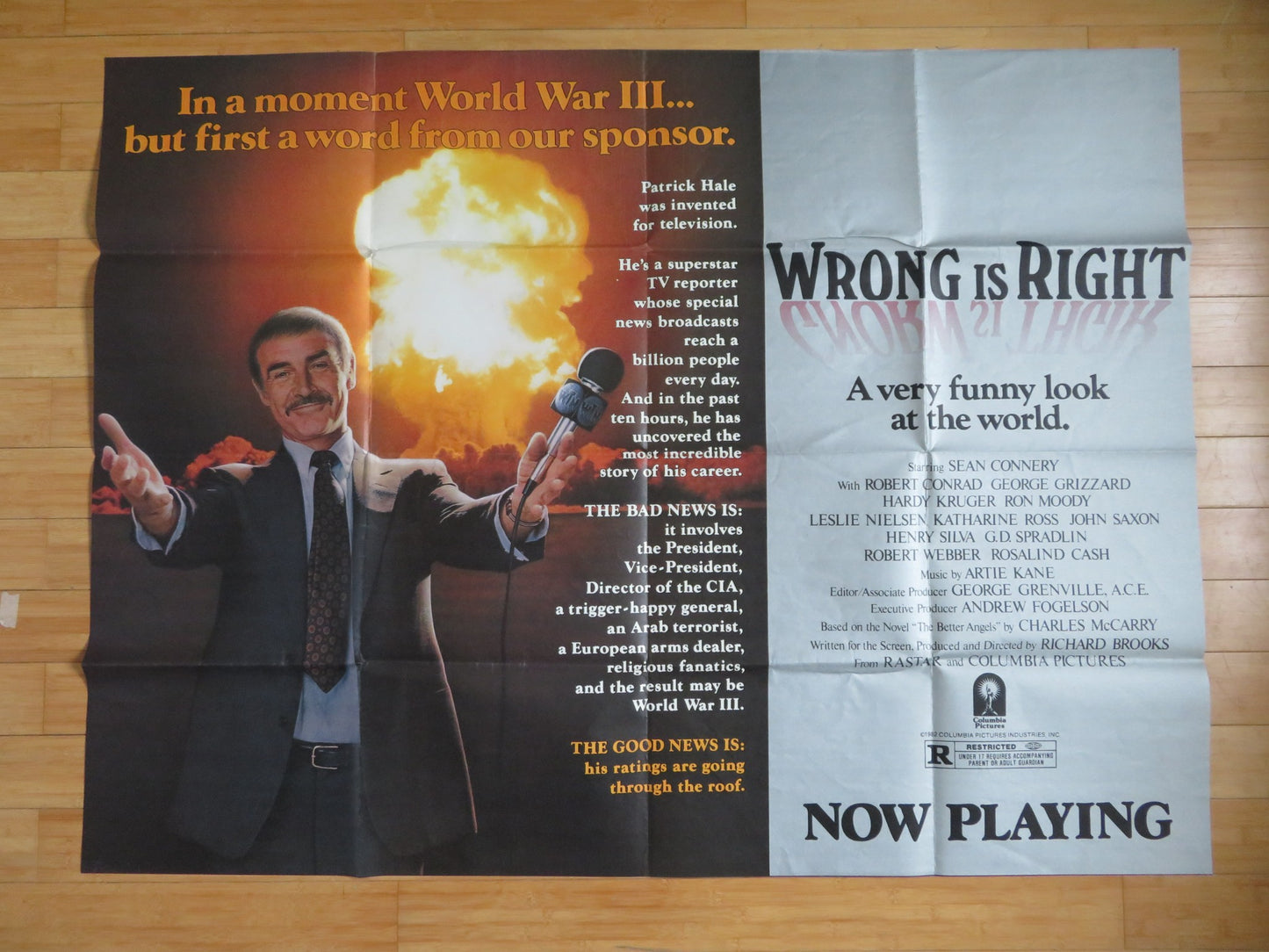 WRONG IS RIGHT US SUBWAY POSTER SEAN CONNERY 1982