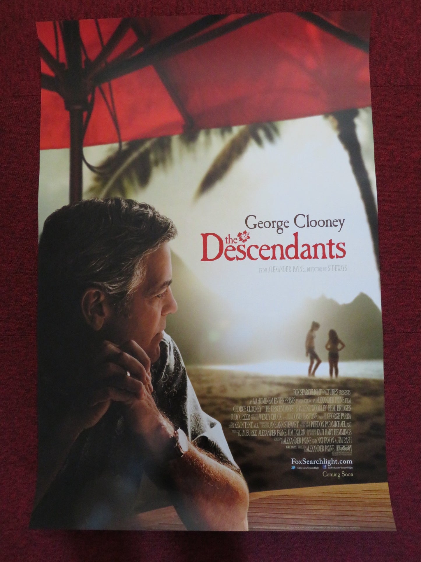 THE DESCENDANTS US ONE SHEET ROLLED POSTER GEORGE CLOONEY SHAILENE WOODLEY 2011