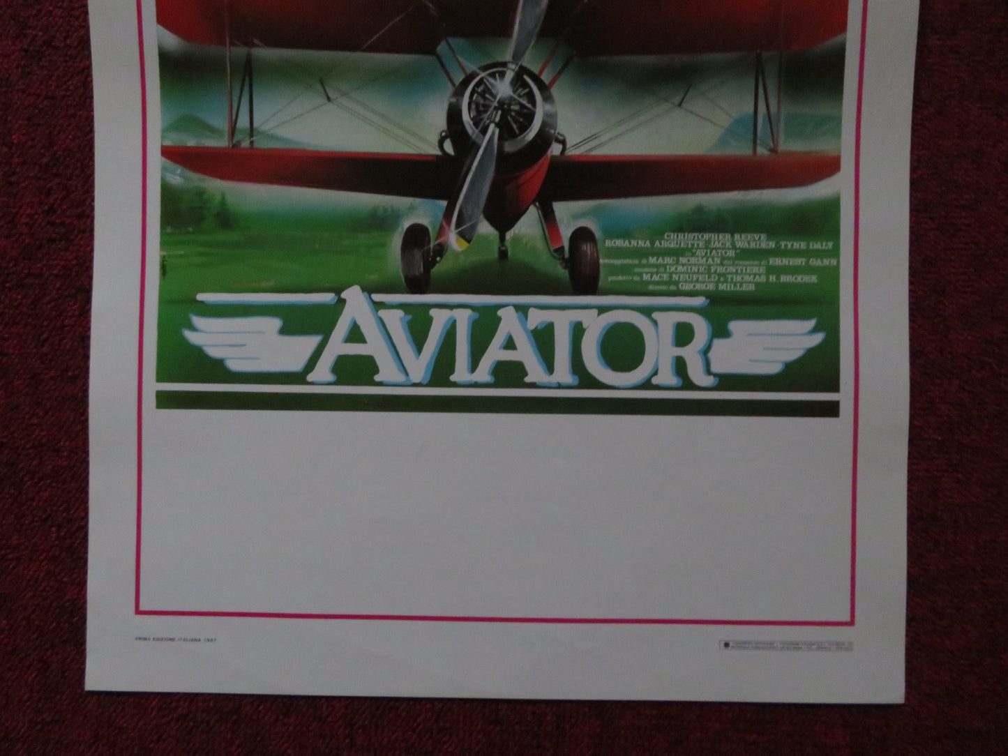 AVIATOR ITALIAN LOCANDINA POSTER CHRISTOPHER REEVE ROSANNA ARQUETTE 1985