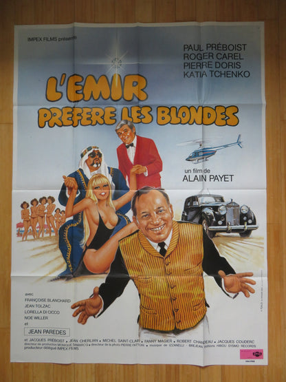 L'EMIR PREFERE LES BLONDES FRENCH GRANDE POSTER PAUL PREBOIST ROGER CAREL 1983