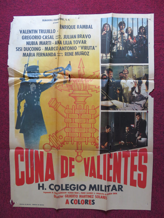 CUNA DE VALIENTES FOLDED MEXICAN POSTER VALENTIN TRUJILLO ENRIQUE RAMBAL 1972