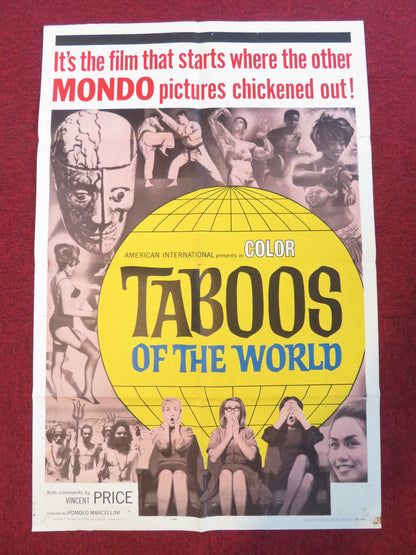 TABOOS OF THE WORLD FOLDED US ONE SHEET POSTER VINCENT PRICE LAILA NOVAK 1965