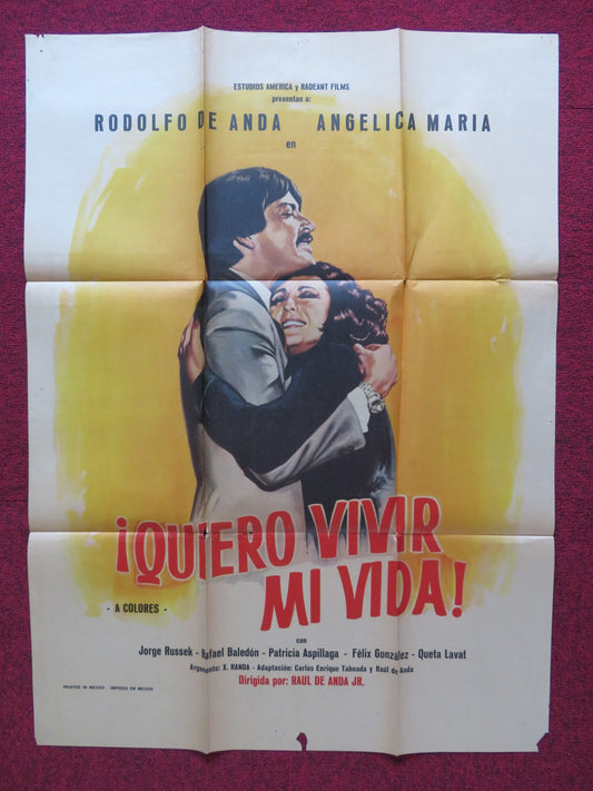 QUIERO VIVIR MI VIDA FOLDED MEXICAN POSTER RODOLFO DE ANDA ANGELICA MARIA 1973