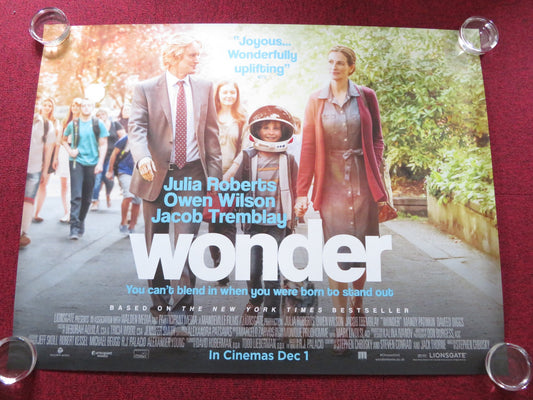 WONDER UK QUAD (30"x 40") ROLLED POSTER OWEN WILSON JACOB TREMBLAY 2017