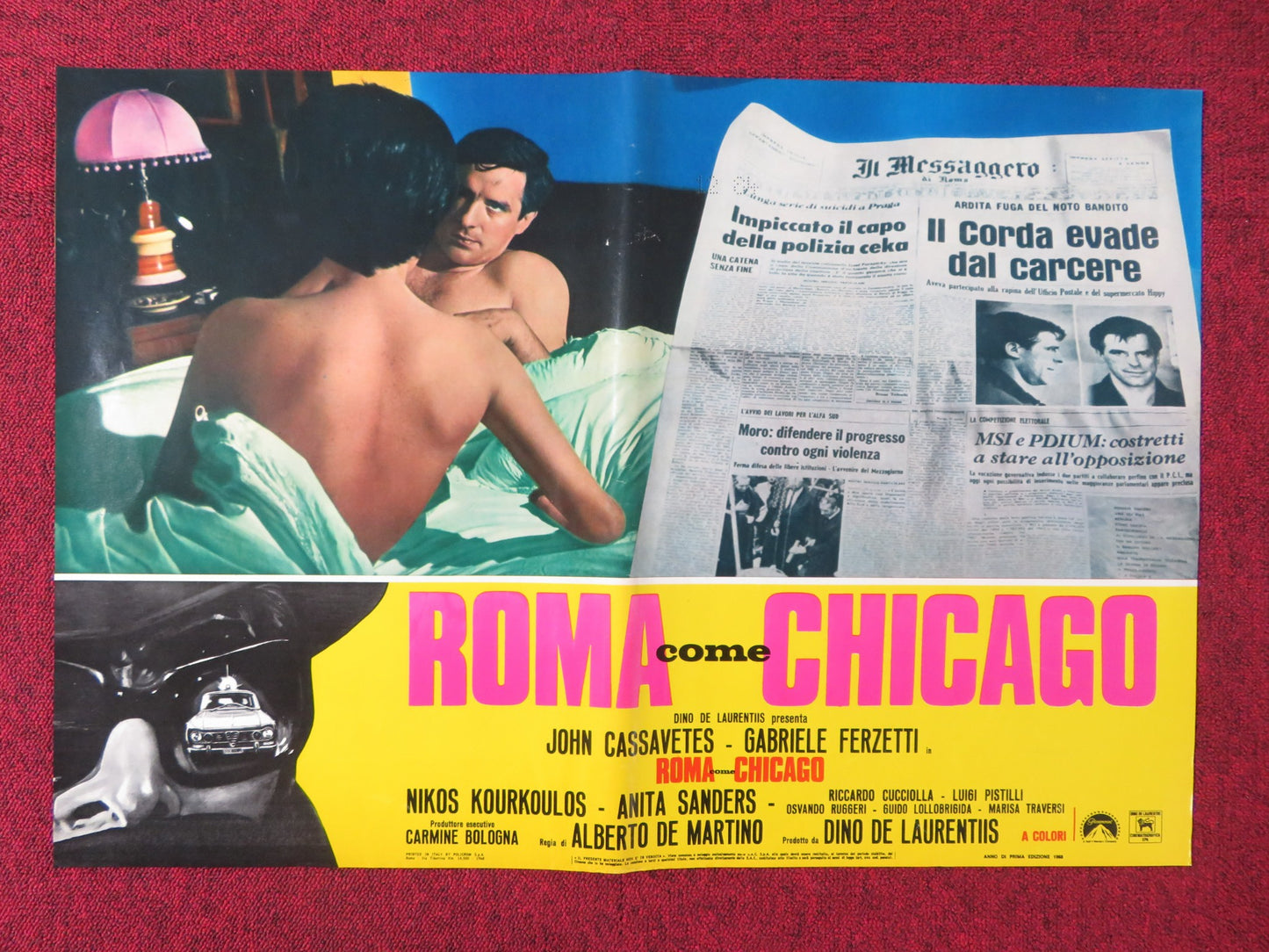 BANDITS IN ROME - A ITALIAN FOTOBUSTA POSTER JOHN CASSAVETES G.FERZETTI 1968