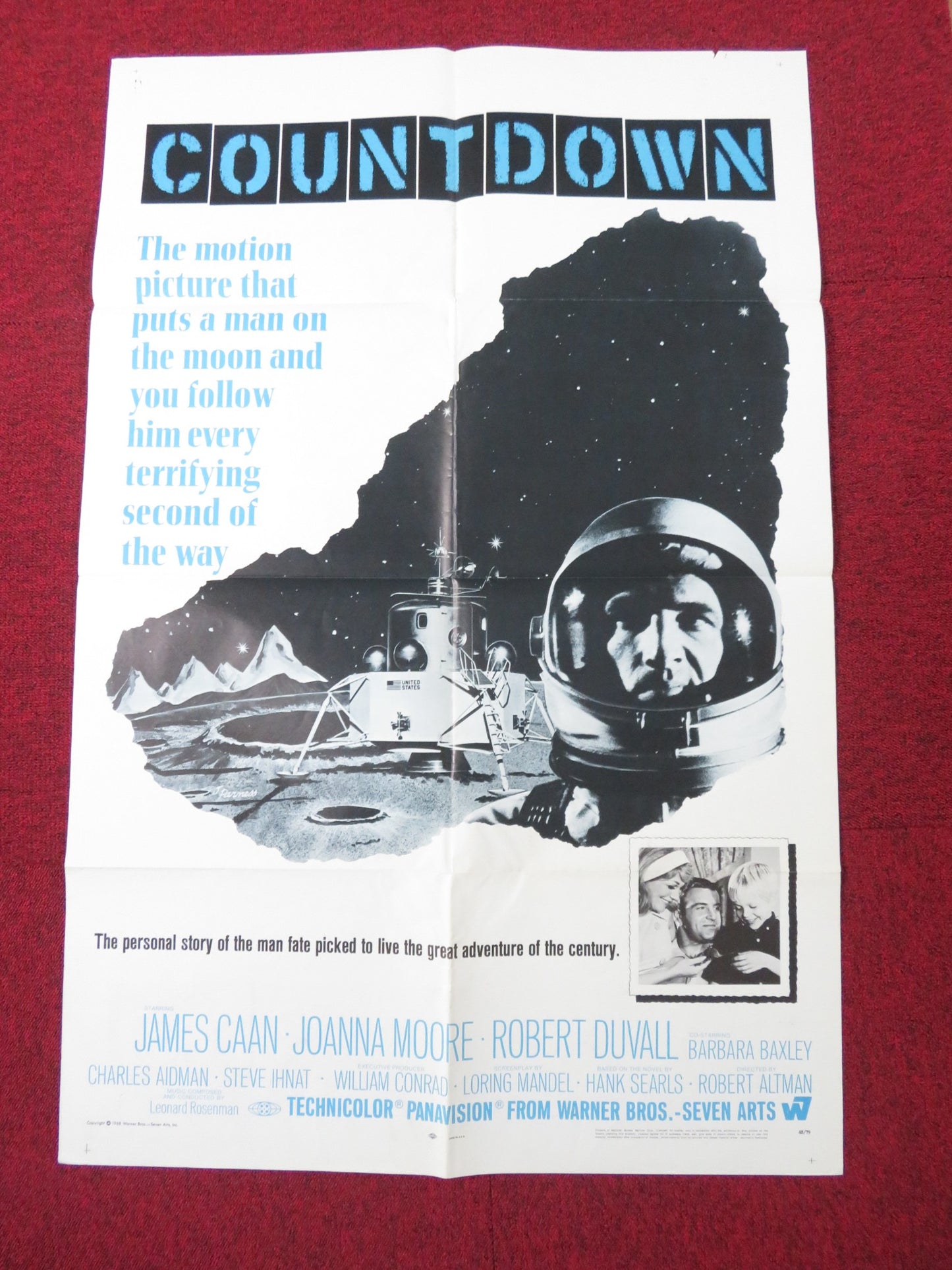 COUNTDOWN FOLDED US ONE SHEET POSTER JAMES CAAN JOANNA MOORE 1968