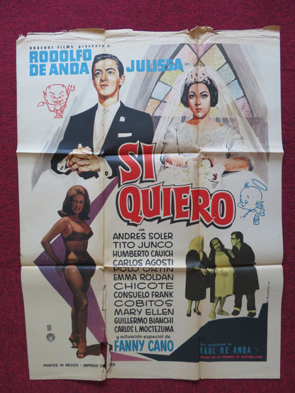 SI QUIERO FOLDED MEXICAN POSTER RODOLFO DE ANDA JULISSA 1967