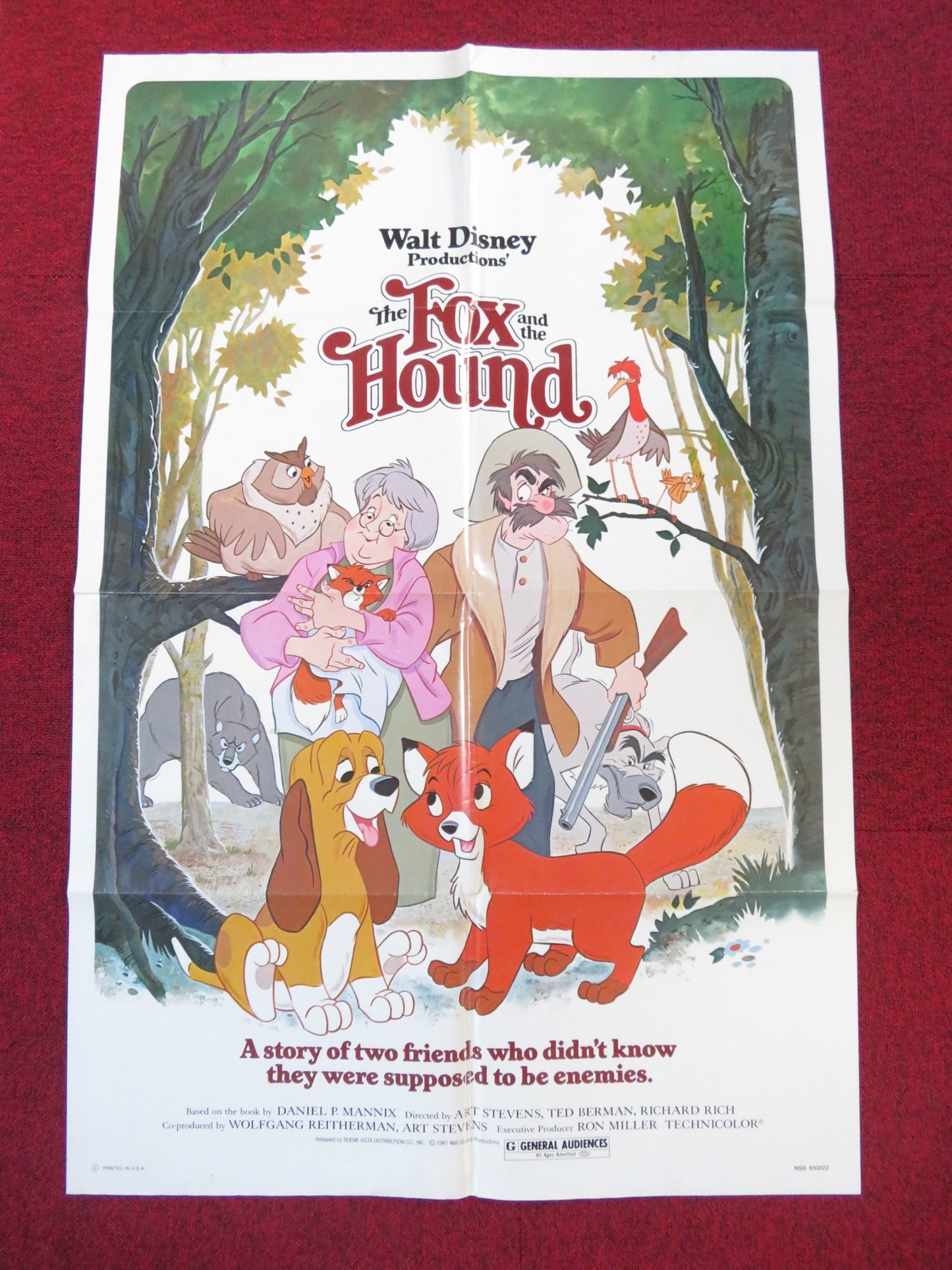 THE FOX AND THE HOUND FOLDED US ONE SHEET POSTER DISNEY MICKEY ROONEY 1981