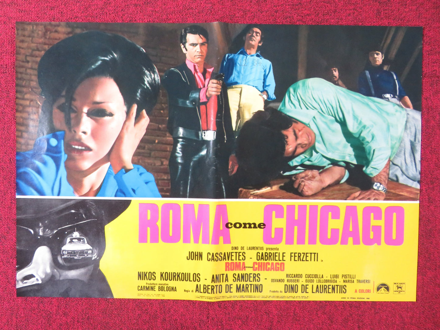 BANDITS IN ROME - D ITALIAN FOTOBUSTA POSTER JOHN CASSAVETES G.FERZETTI 1968