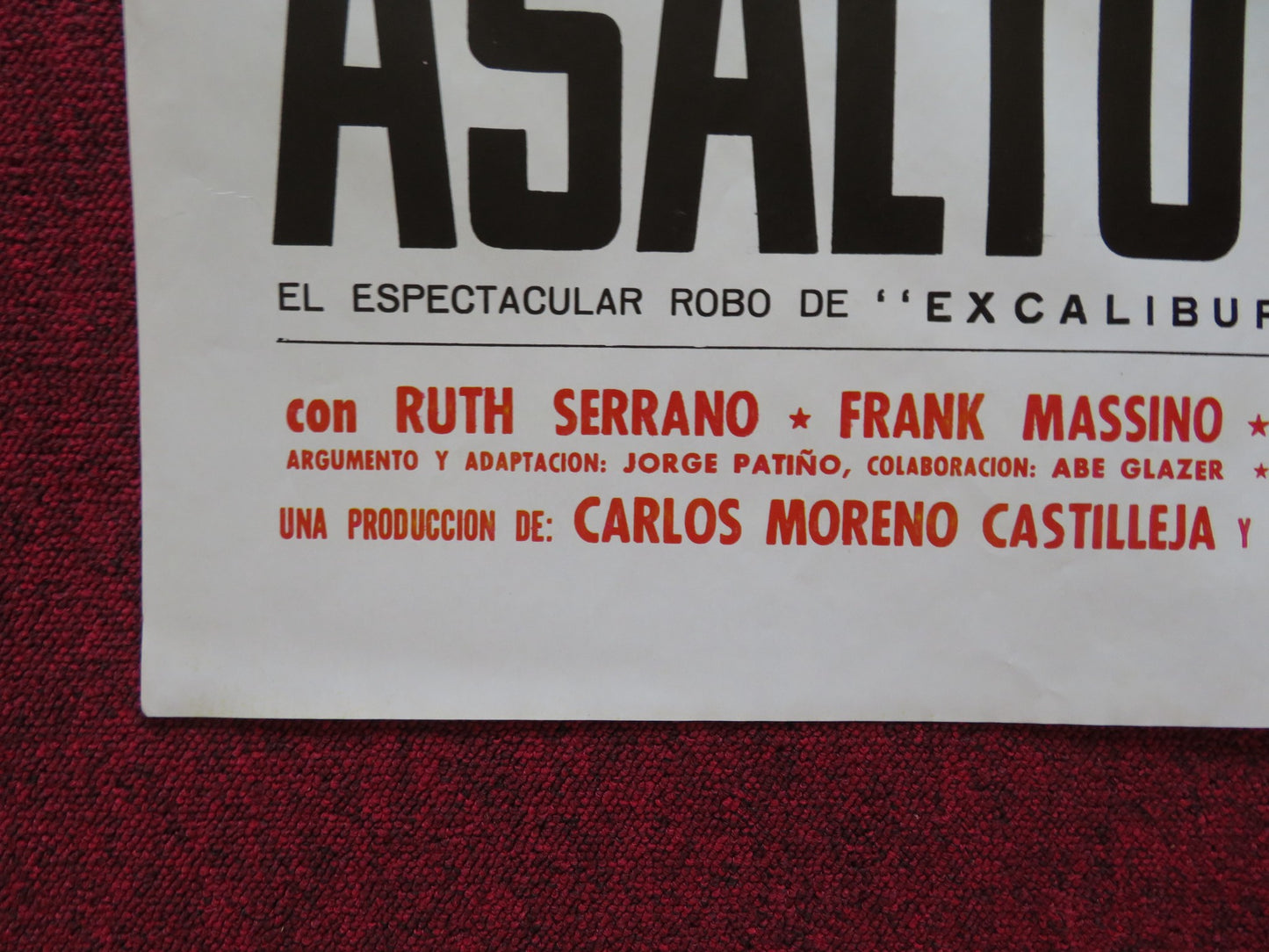 ASALTO EN TIJUANA FOLDED MEXICAN POSTER MARIO ALMADA ROSENDA BERNAL 1984