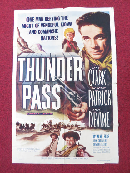 THUNDER PASS FOLDED US ONE SHEET POSTER DANE CLARK DOROTHY PATRICK 1954