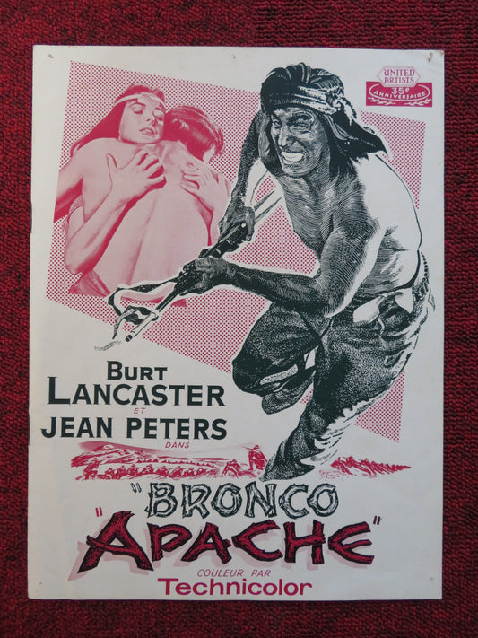 BRONCO APACHE FRENCH PRESS BOOK BURT LANCASTER JEAN PETERS 1954