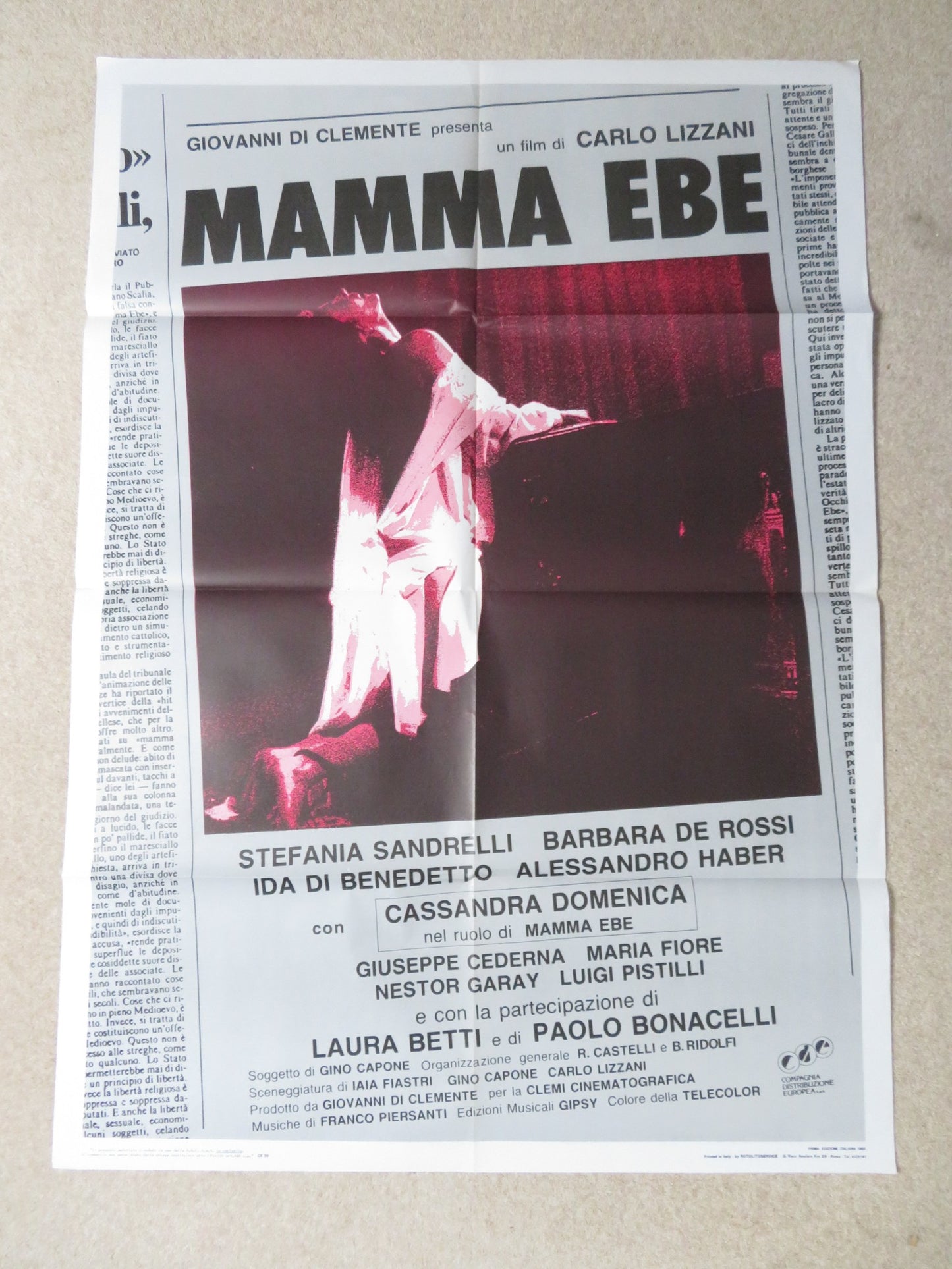 MAMMA EBE ITALIAN 2 FOGLIO POSTER STEFANIA SANDRELLI BERTA DOMINGUEZ D. 1985