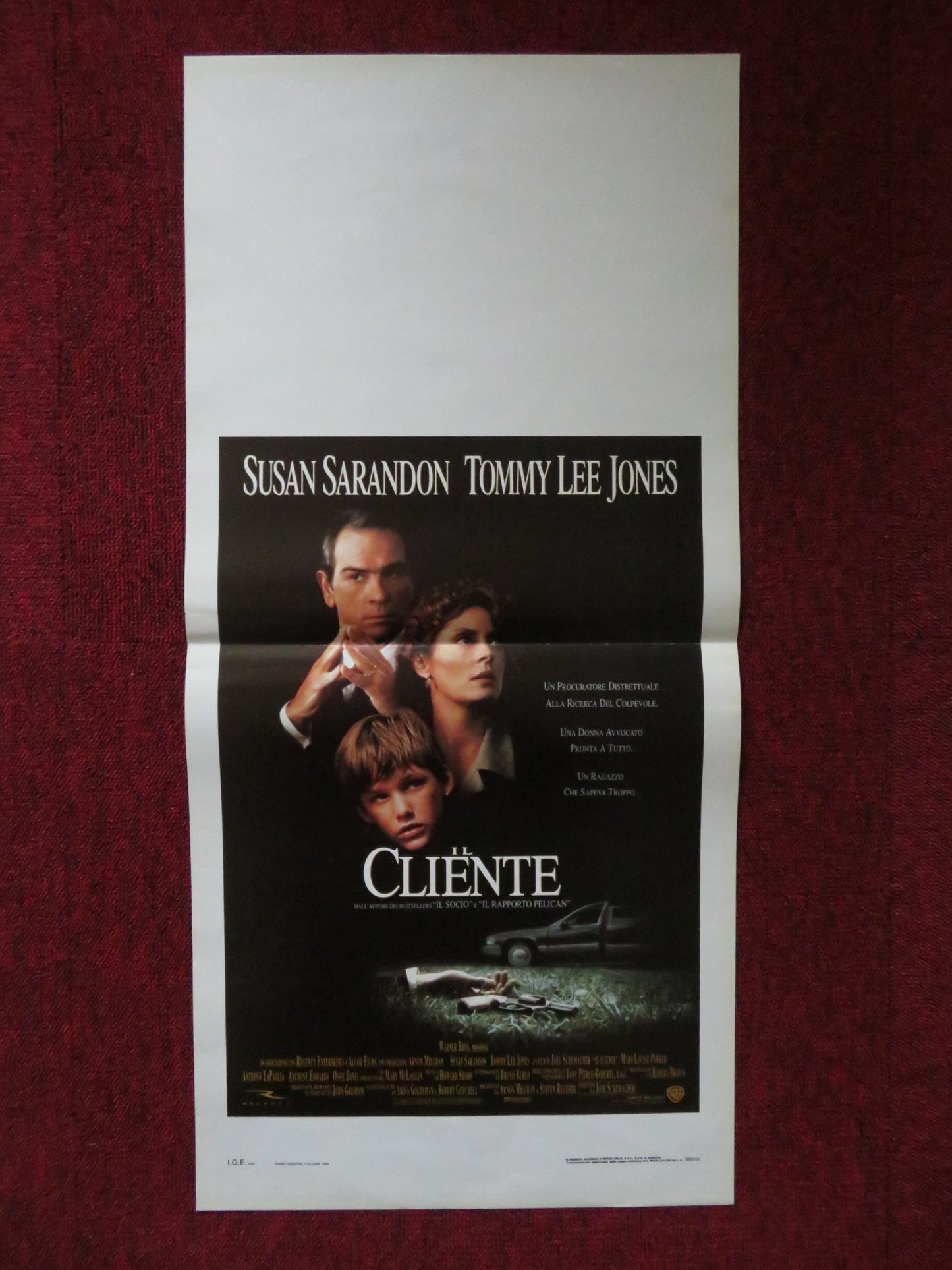 THE CLIENT ITALIAN LOCANDINA POSTER TOMMY LEE JONES SUSAN SARANDON 1994