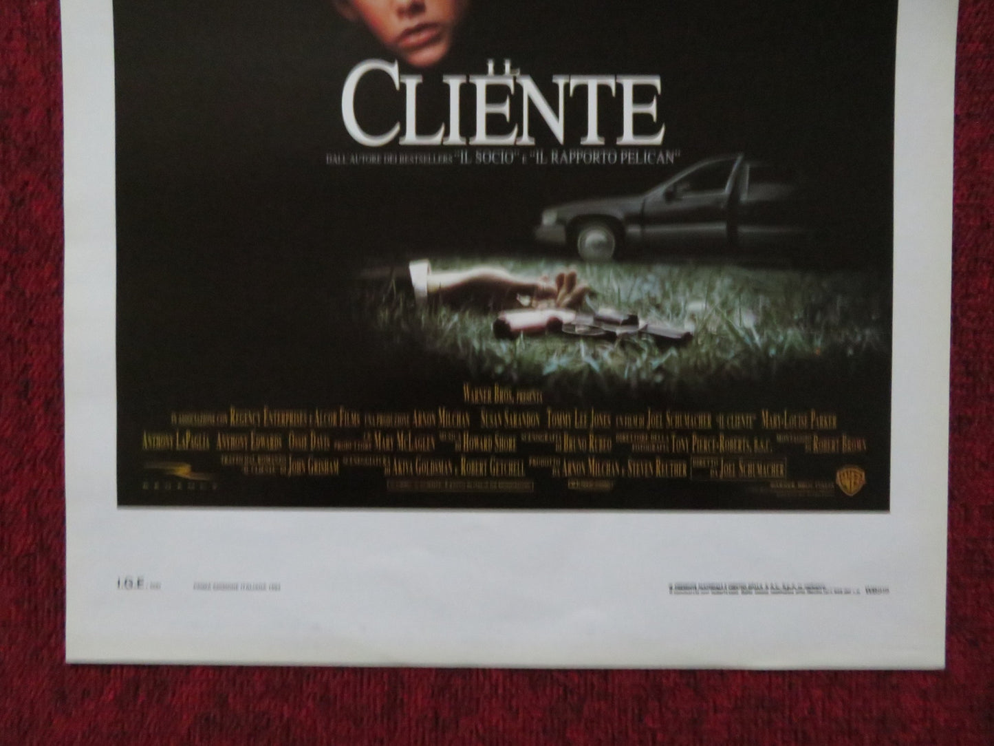 THE CLIENT ITALIAN LOCANDINA POSTER TOMMY LEE JONES SUSAN SARANDON 1994