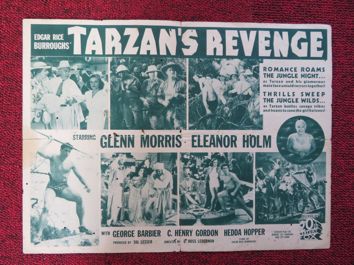 TARZAN'S REVENGE  U.S HERALD GLENN MORRIS ELEANOR HOLM 1938