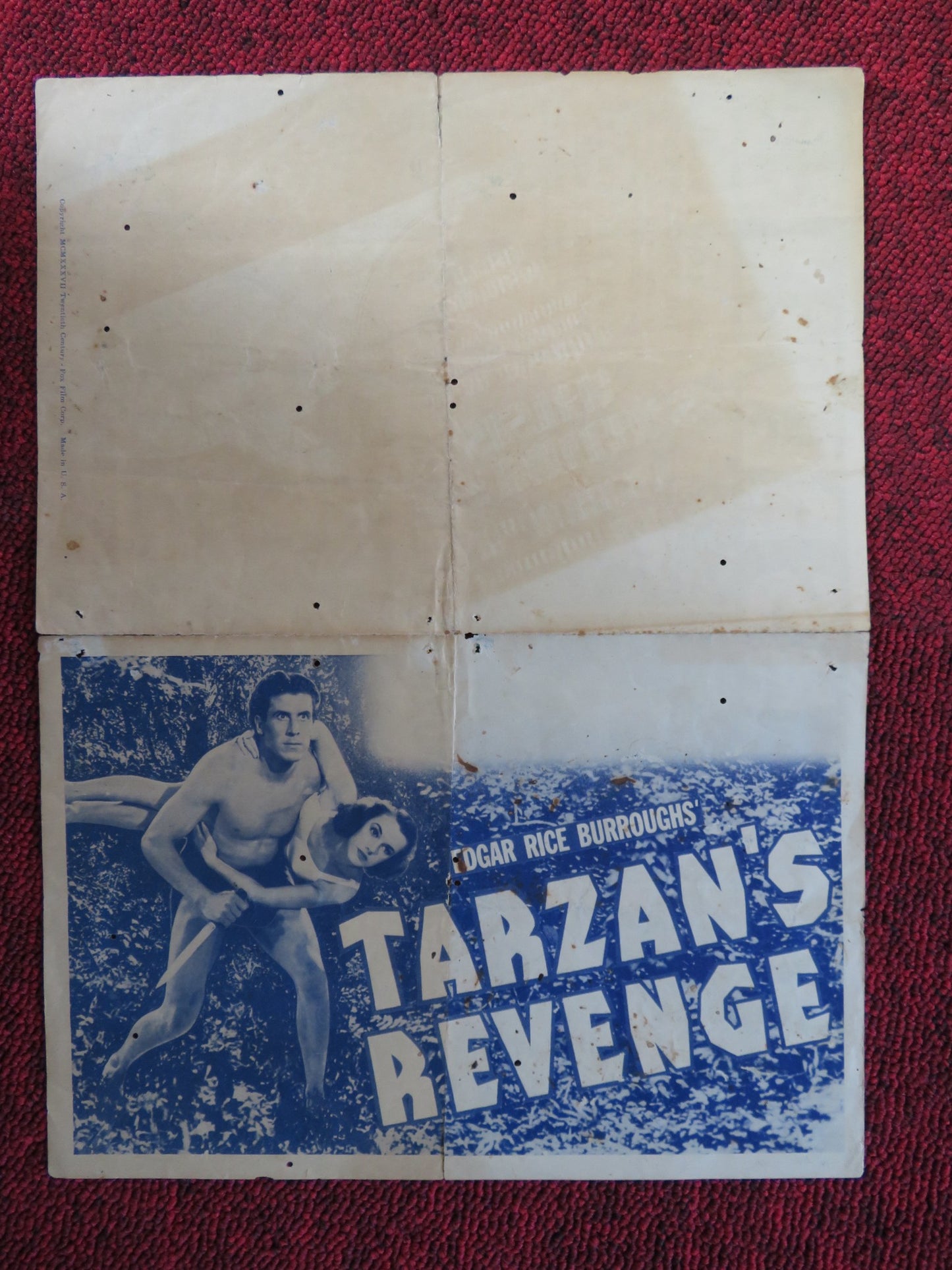 TARZAN'S REVENGE  U.S HERALD GLENN MORRIS ELEANOR HOLM 1938