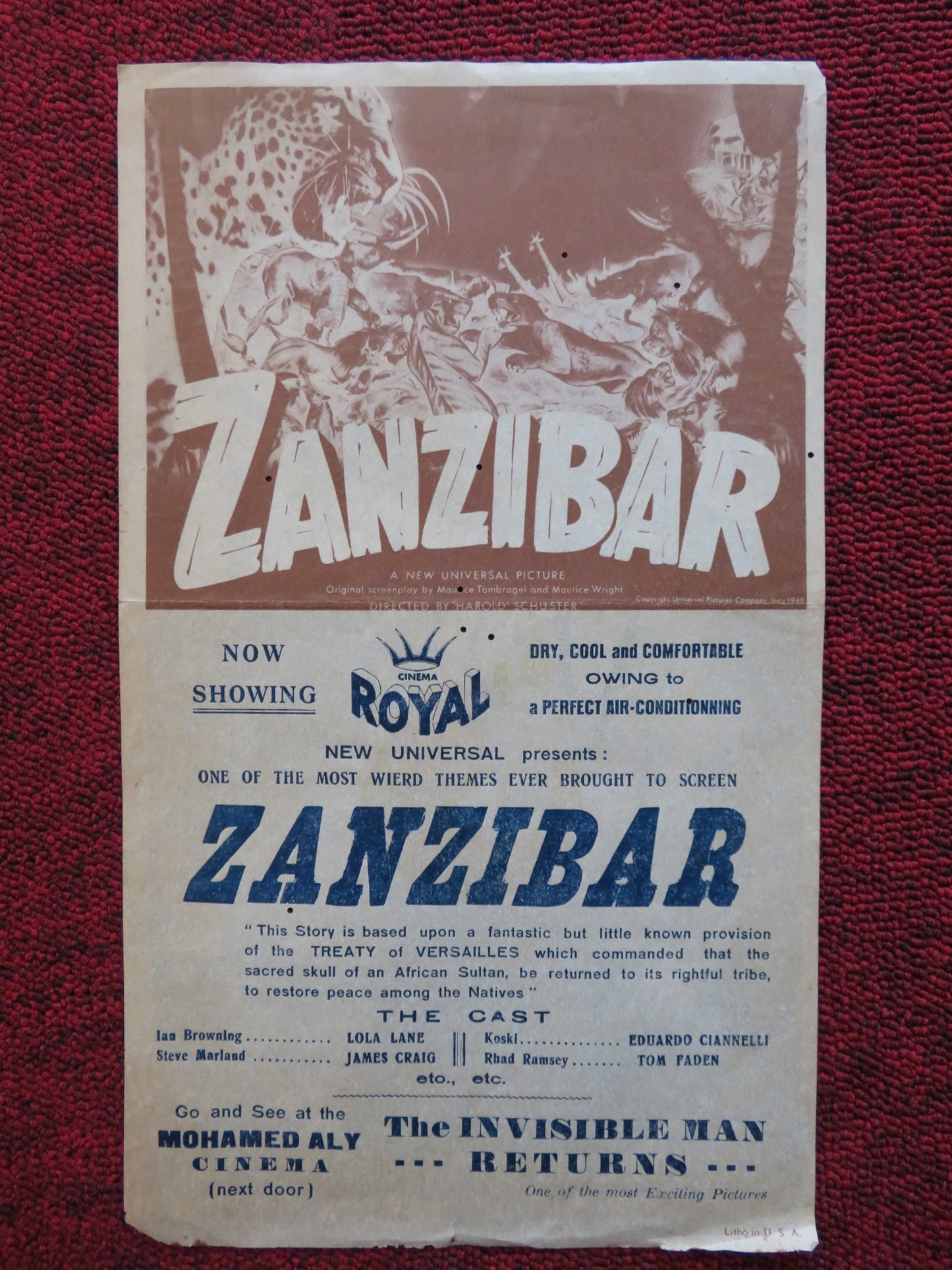 ZANZIBAR U.S HERALD LOLA LANE JAMES CRAIG 1940