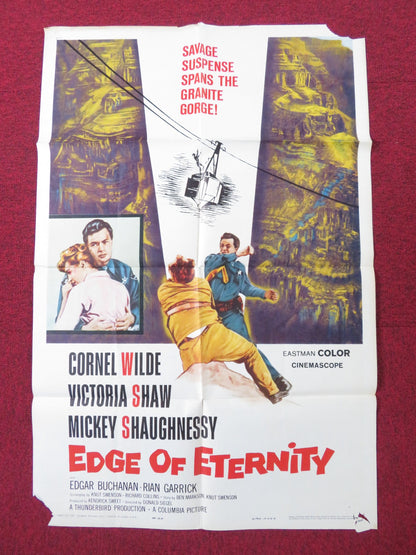 EDGE OF ETERNITY FOLDED US ONE SHEET POSTER CORNEL WILDE VICTORIA SHAW 1959