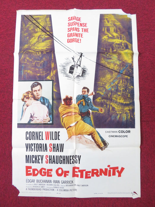 EDGE OF ETERNITY FOLDED US ONE SHEET POSTER CORNEL WILDE VICTORIA SHAW 1959