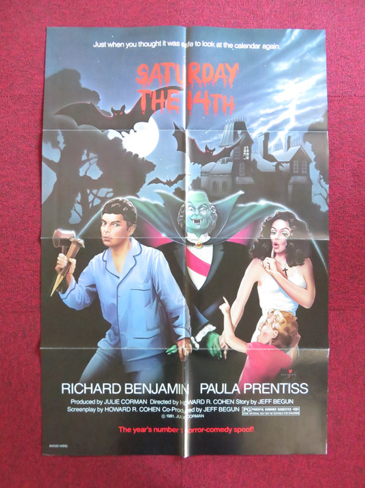 SATURDAY THE 14TH FOLDED US ONE SHEET POSTER RICHARD BENJAMIN P. PRENTISS 1981