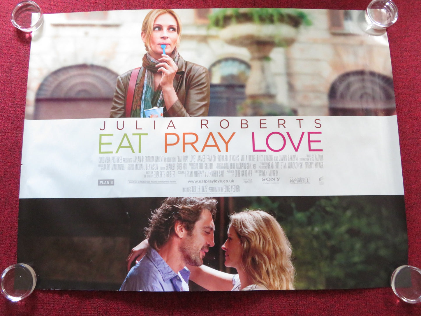 EAT PRAY LOVE UK QUAD ROLLED POSTER JULIA ROBERTS BILLY CRUDUP 2010