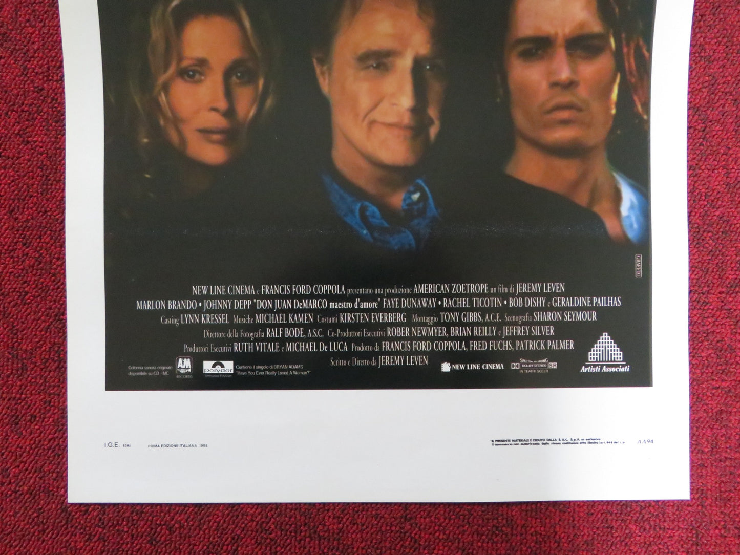 DON JUAN DEMARCO ITALIAN LOCANDINA POSTER MARLON BRANDO JOHNNY DEPP 1994