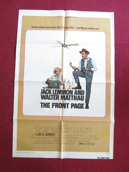 THE FRONT PAGE FOLDED US ONE SHEET POSTER JACK LEMMON WALTER MATTHAU 1974