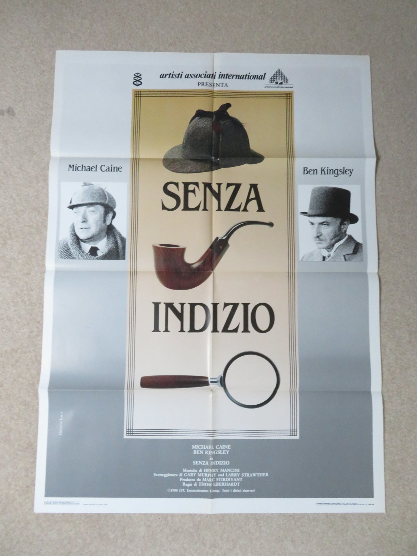 WITHOUT A CLUE ITALIAN 2 FOGLIO POSTER MICHAEL CAINE BEN KINGSLEY 1988