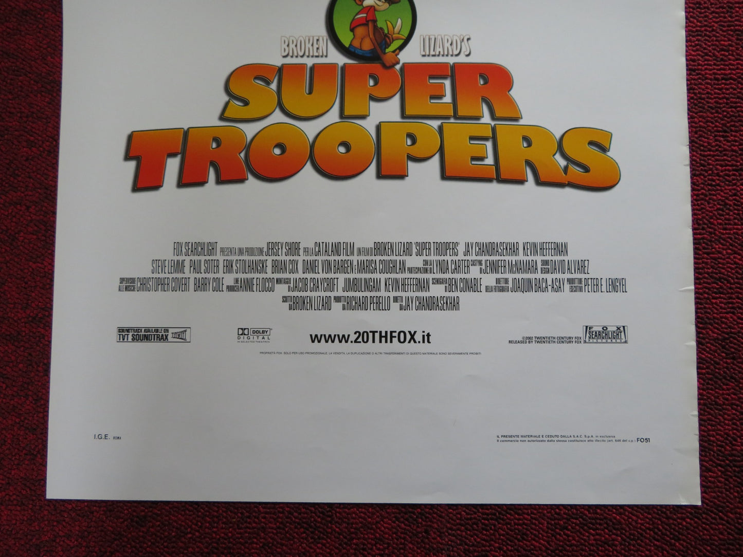 SUPER TROOPERS ITALIAN LOCANDINA POSTER JAY CHANDRASEKHAR KEVIN HEFFERMAN 2001