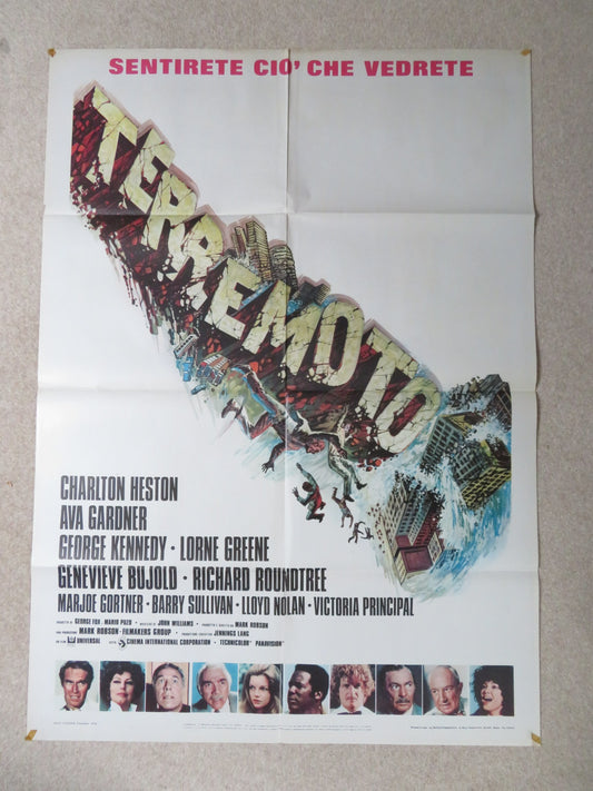 EARTHQUAKE ITALIAN 2 FOGLIO POSTER CHARLTON HESTON AVA GARDNER 1974