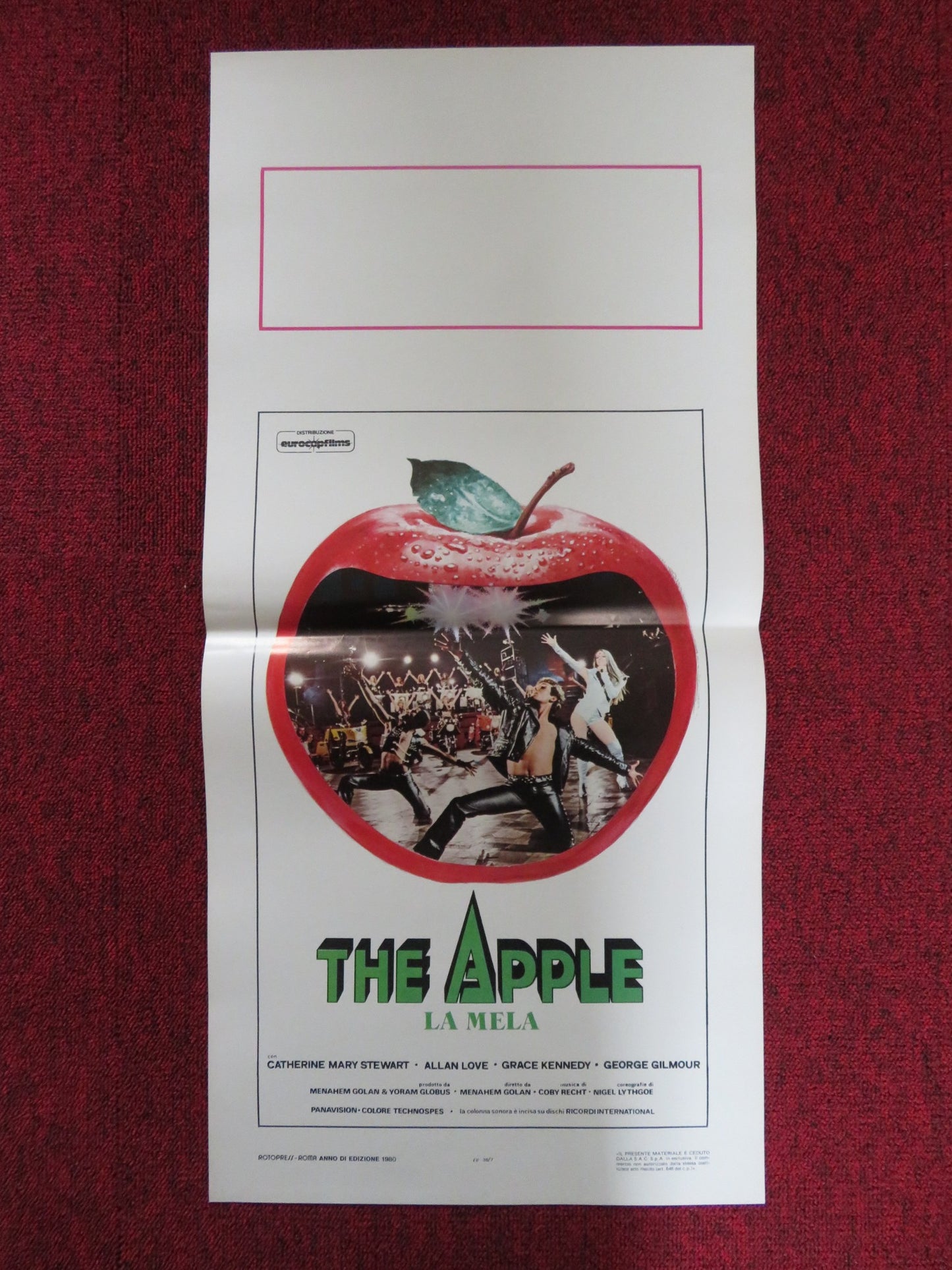 THE APPLE ITALIAN LOCANDINA POSTER ALLAN LOVE CATHERINE MARY STEWART 1980