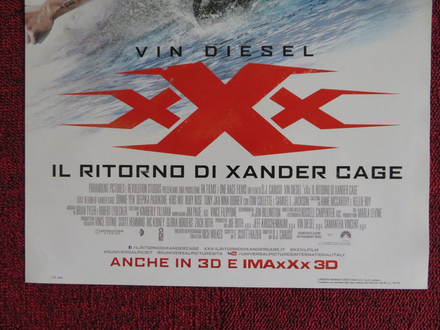 XXX: RETURN OF XANDER CAGE ITALIAN LOCANDINA POSTER VIN DIESEL DONNIE YEN 2017