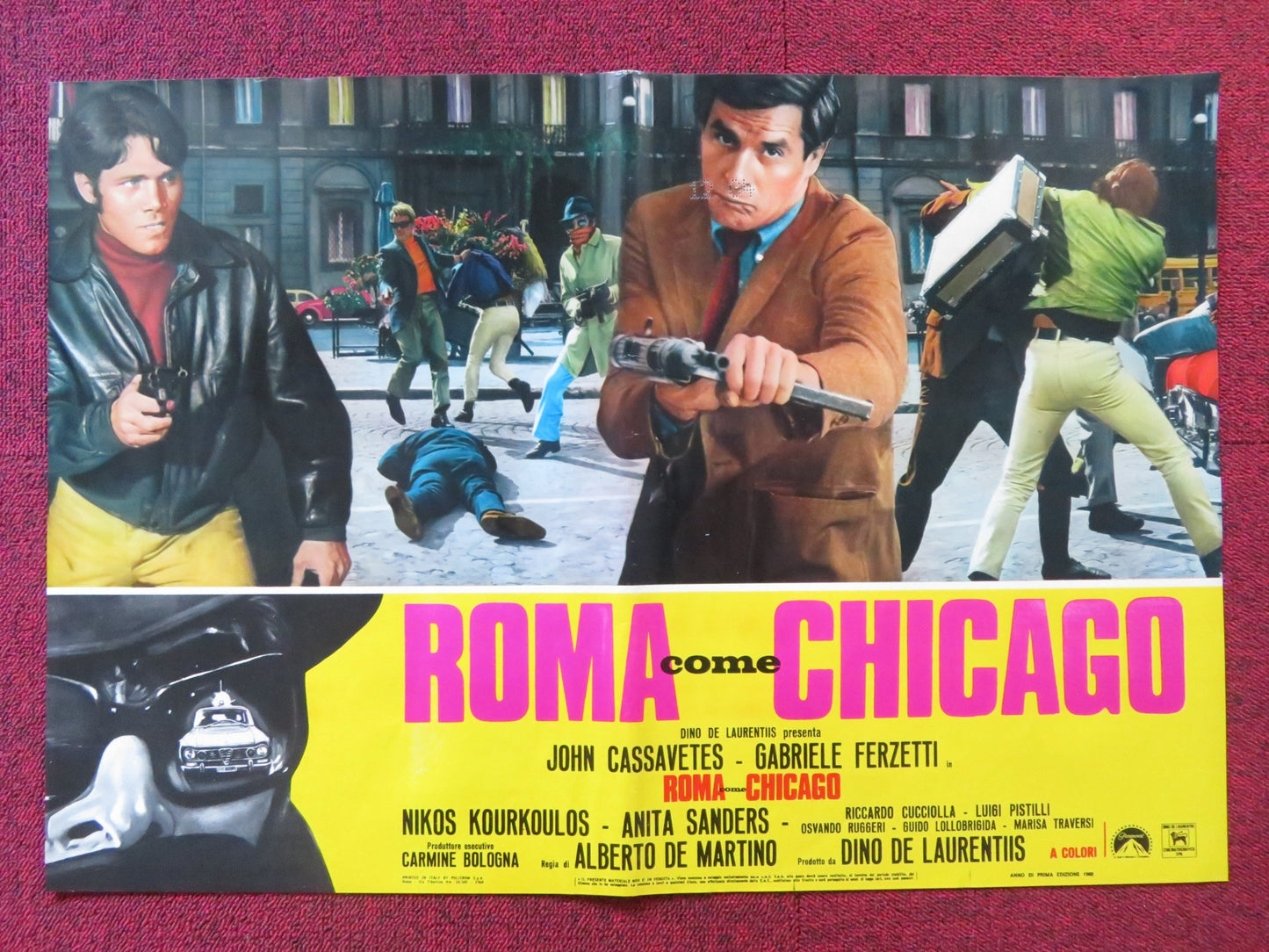 BANDITS IN ROME - E ITALIAN FOTOBUSTA POSTER JOHN CASSAVETES G. FERZETTI 1968