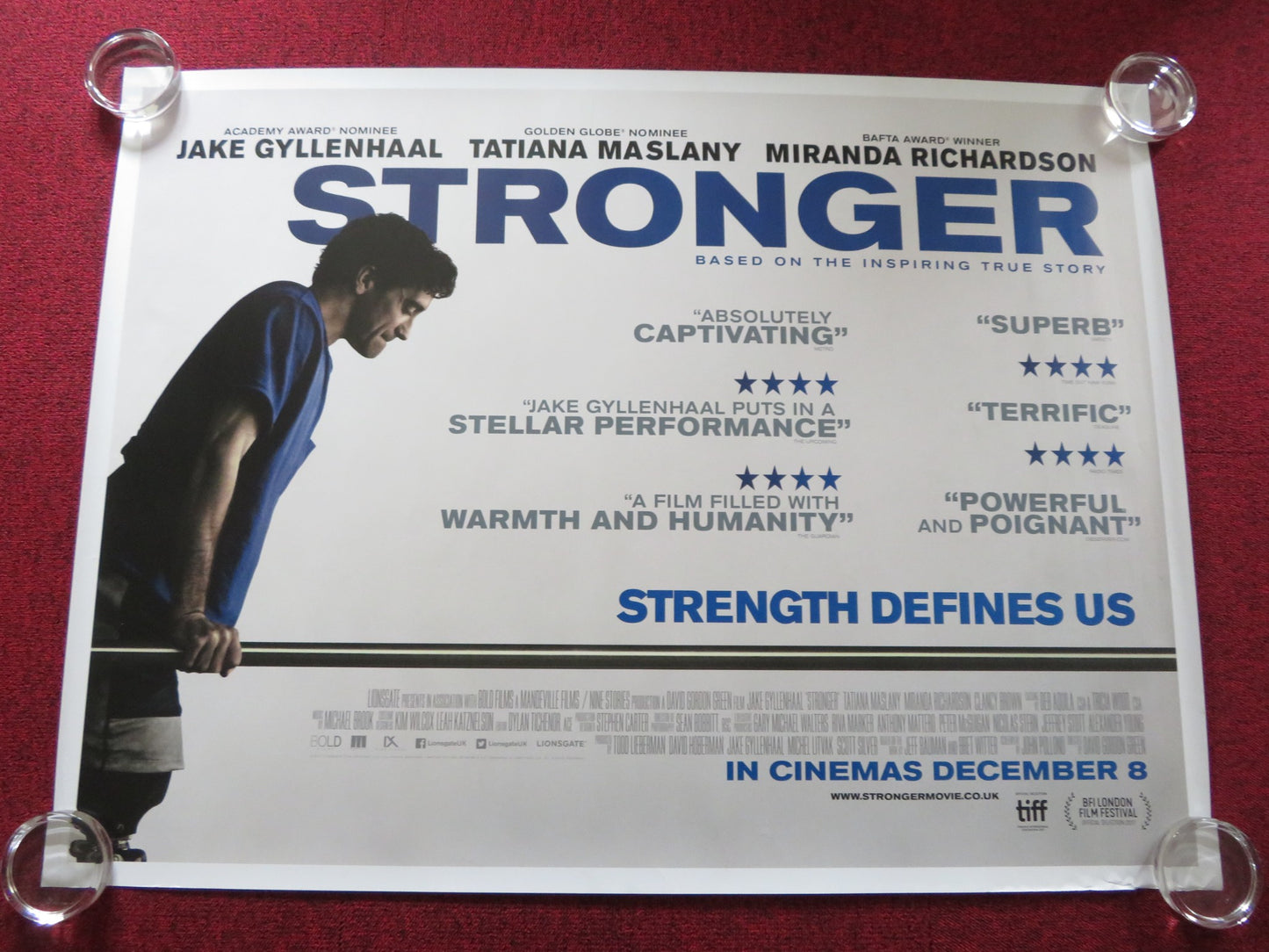 STRONGER UK QUAD ROLLED POSTER JAKE GYLLENHAAL TATIANA MASLANY 2017