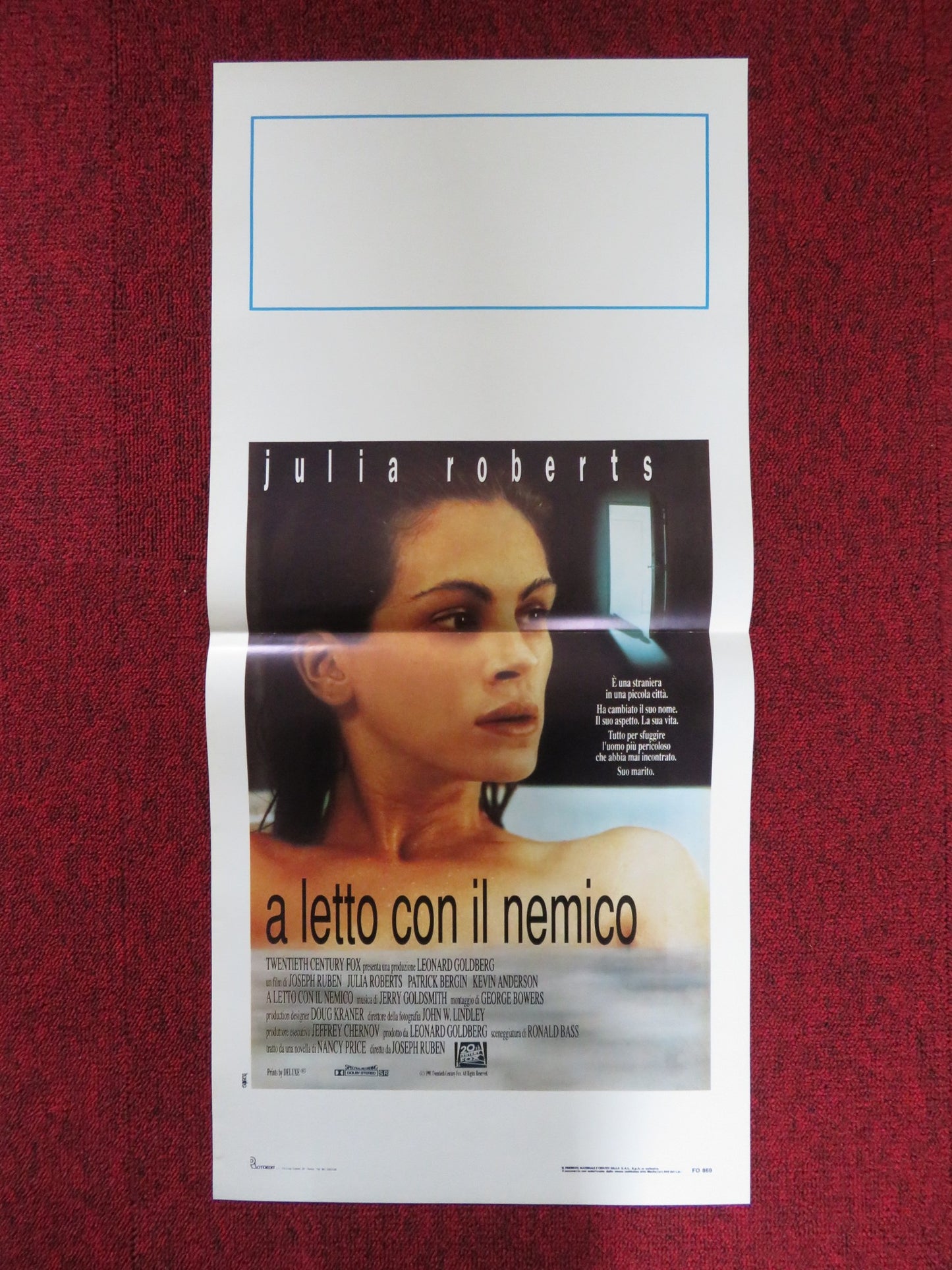 SLEEPING WITH THE ENEMY ITALIAN LOCANDINA POSTER JULIA ROBERTS P. BERGIN 1991