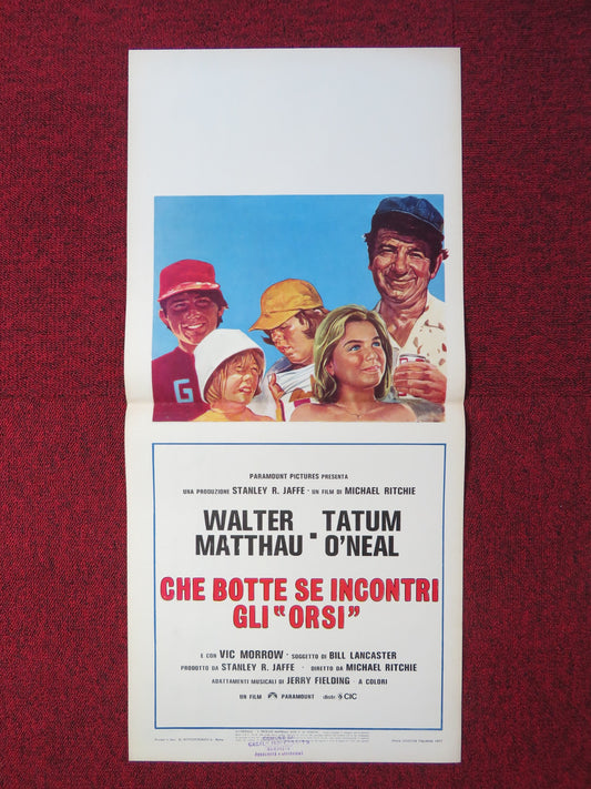 THE BAD NEWS BEARS ITALIAN LOCANDINA POSTER WALTER MATTHAU TATUM O'NEAL 1977