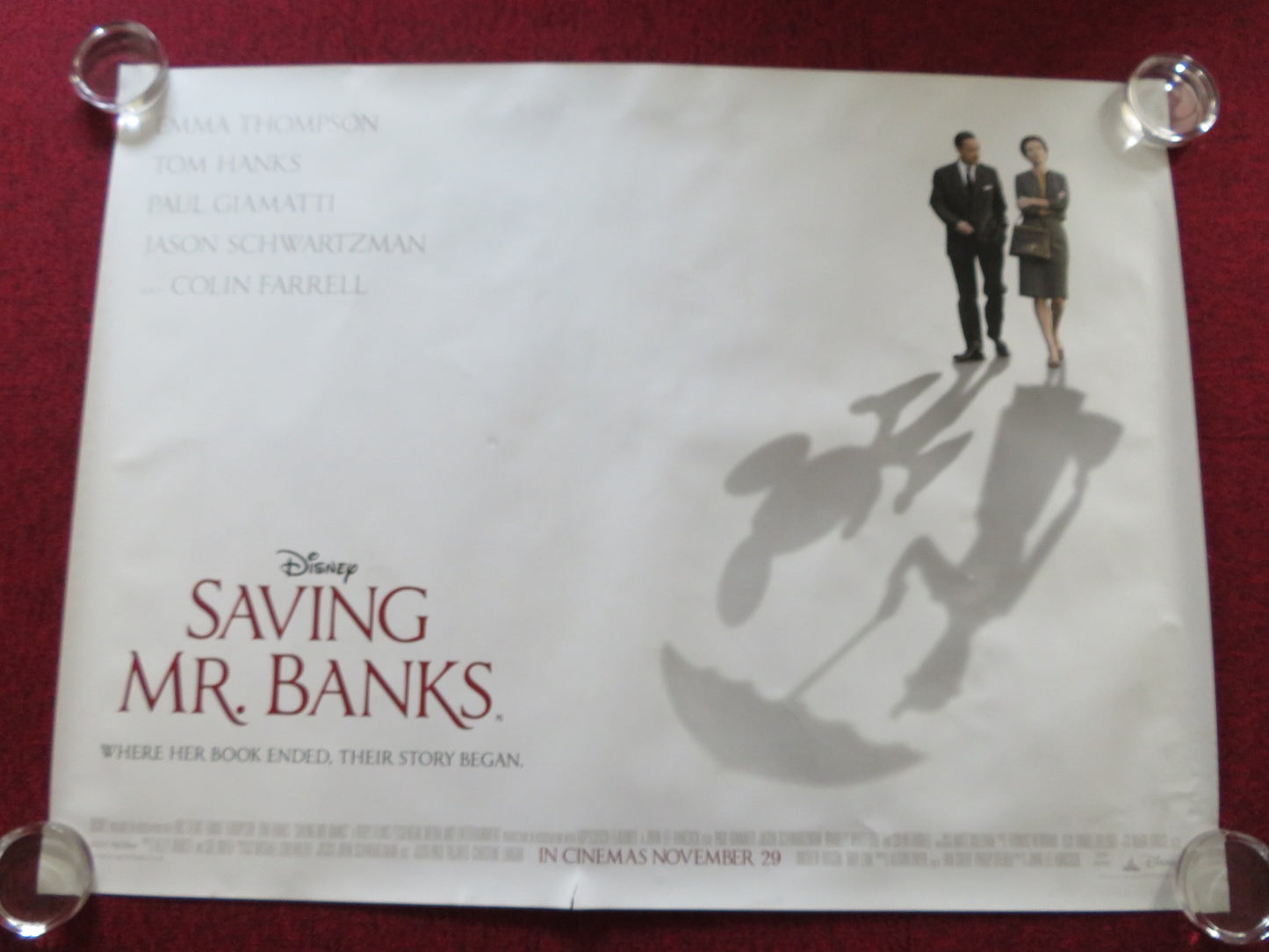 SAVING MR. BANKS UK QUAD ROLLED POSTER EMMA THOMPSON TOM HANKS 2013